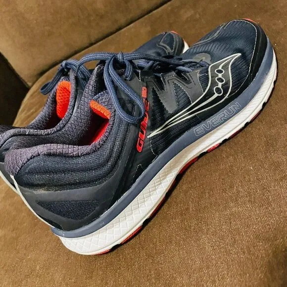 Excellent Mens Saucony Guid ISO Running Shoes Indigo Grey Red Size 10 US 44 EUR