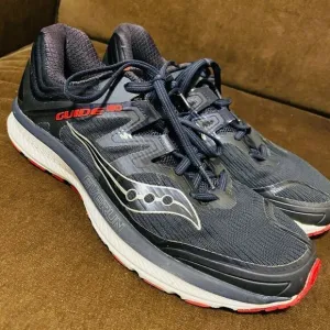 Excellent Mens Saucony Guid ISO Running Shoes Indigo Grey Red Size 10 US 44 EUR