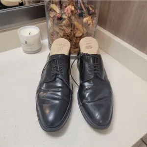 FENDI Roma Black Leather Lace Tie Derby Dress Shoes 8 Formal