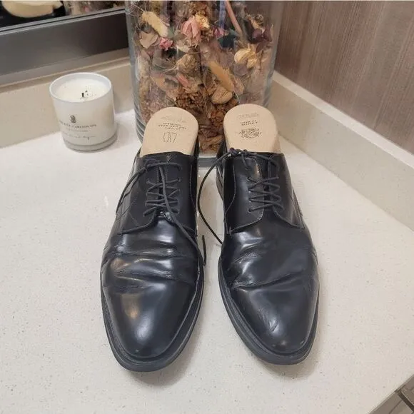 FENDI Roma Black Leather Lace Tie Derby Dress Shoes 8 Formal