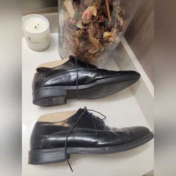 FENDI Roma Black Leather Lace Tie Derby Dress Shoes 8 Formal
