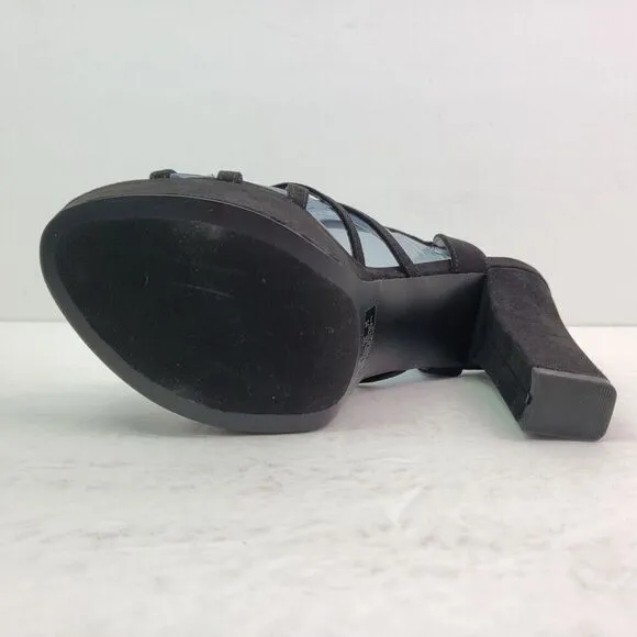 Fergalicious By Fergie Priscella Womens Sz 8 Black Formal Party Strappy 5&quot; Heels