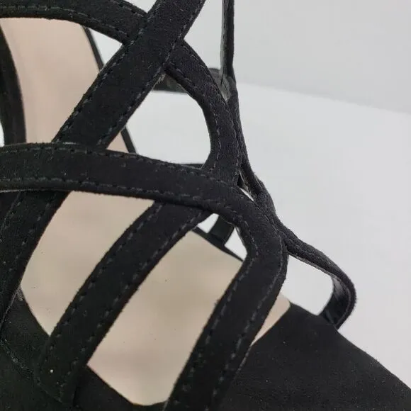 Fergalicious By Fergie Priscella Womens Sz 8 Black Formal Party Strappy 5&quot; Heels