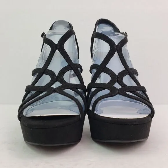 Fergalicious By Fergie Priscella Womens Sz 8 Black Formal Party Strappy 5&quot; Heels