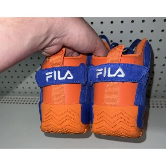 FILA Grant Hill 2 Knicks Mens Suede Basketball Shoes Size 10 Blue Orange