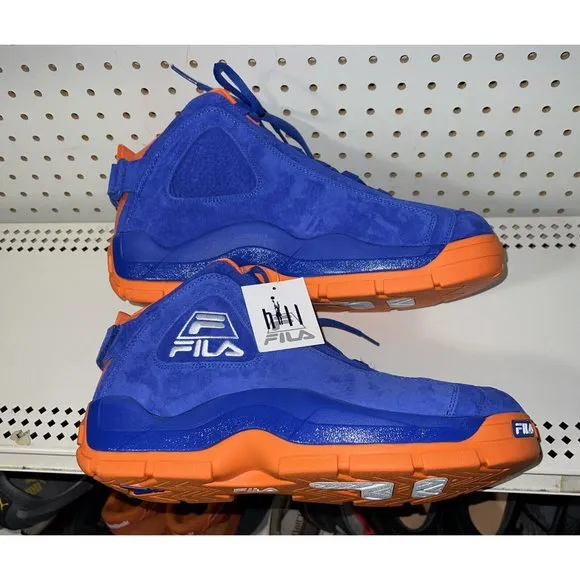 FILA Grant Hill 2 Knicks Mens Suede Basketball Shoes Size 10 Blue Orange