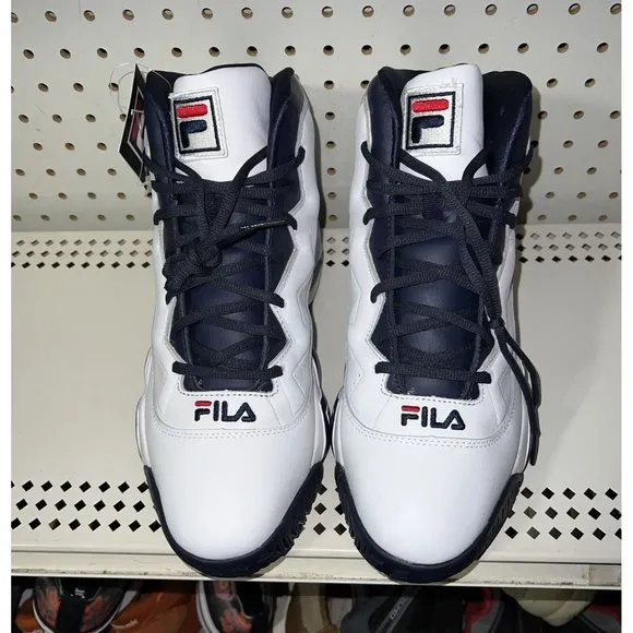 FILA MB Mens Athletic Basketball Shoes Size 10 White Blue Red Jamal Mashburn