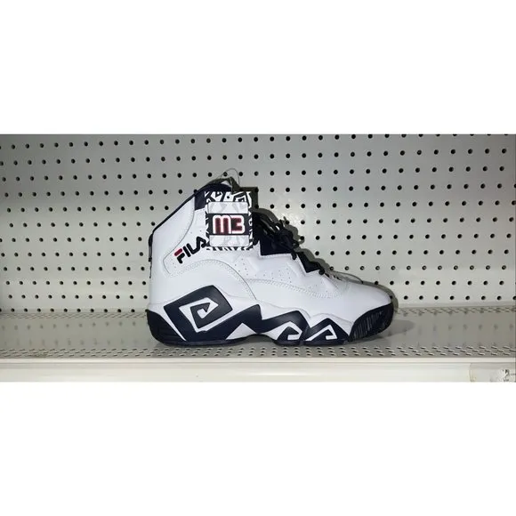 FILA MB Mens Athletic Basketball Shoes Size 10 White Blue Red Jamal Mashburn