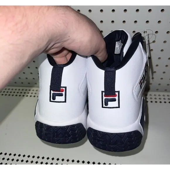 FILA MB Mens Athletic Basketball Shoes Size 10 White Blue Red Jamal Mashburn