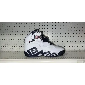 FILA MB Mens Athletic Basketball Shoes Size 10 White Blue Red Jamal Mashburn