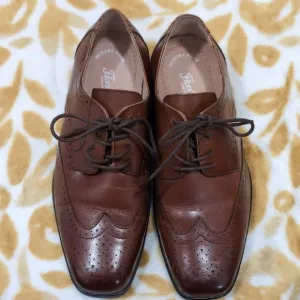 Florsheim Brown Oxfords with Brogue Detailing and Polished Leather... Boys