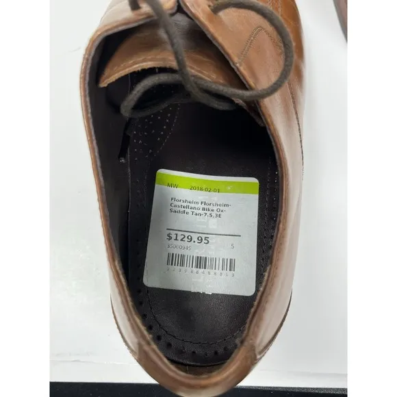 Florsheim Men's Castellano Cap Toe Oxford Saddle Tan Sz 7.5
