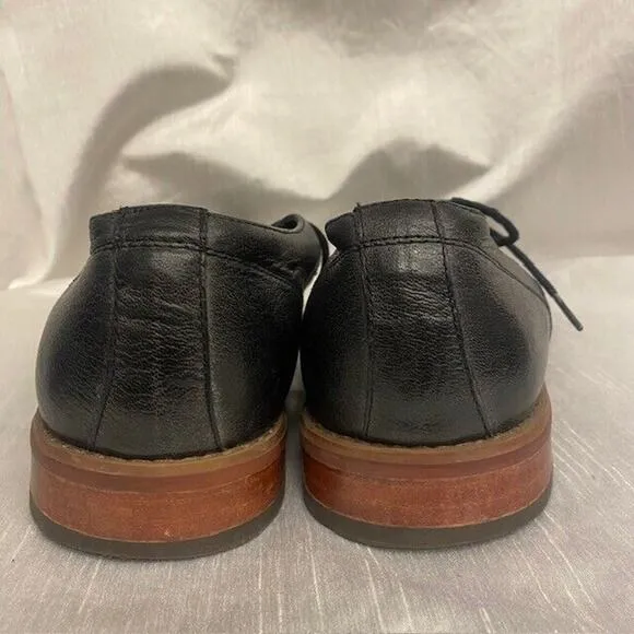 Florsheim Men's Size 11.5 Black Seamless Leather Plain Toe Lace Up Oxfords Shoes