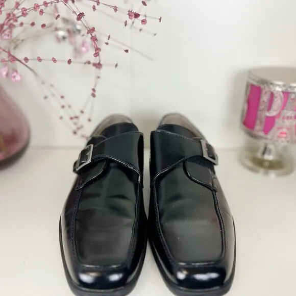 Florsheim Reveal Jr. Black Leather Moc Toe Monk Strap Oxford Shoes Boys Size 7M