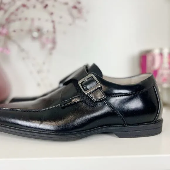 Florsheim Reveal Jr. Black Leather Moc Toe Monk Strap Oxford Shoes Boys Size 7M