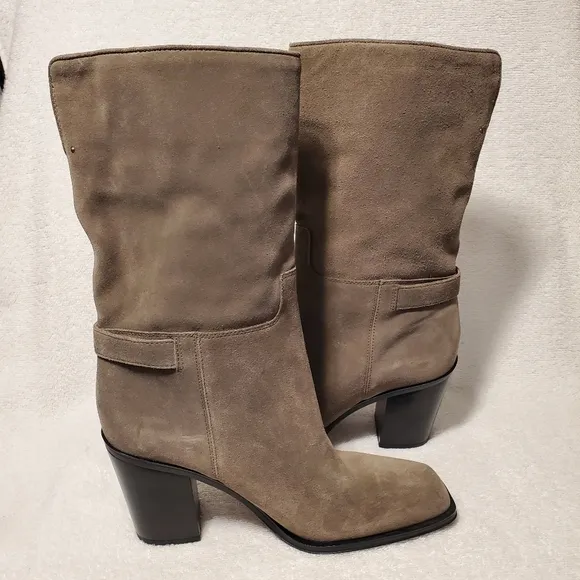 Franco Sarto Womens Vance Suede Square Toe Mid-Calf Boots