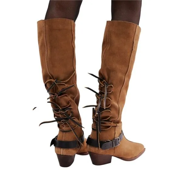 Free People Back Lace Shoes Sway Low Boot/ Military Taupe Swayed Size 7.5 9 New!