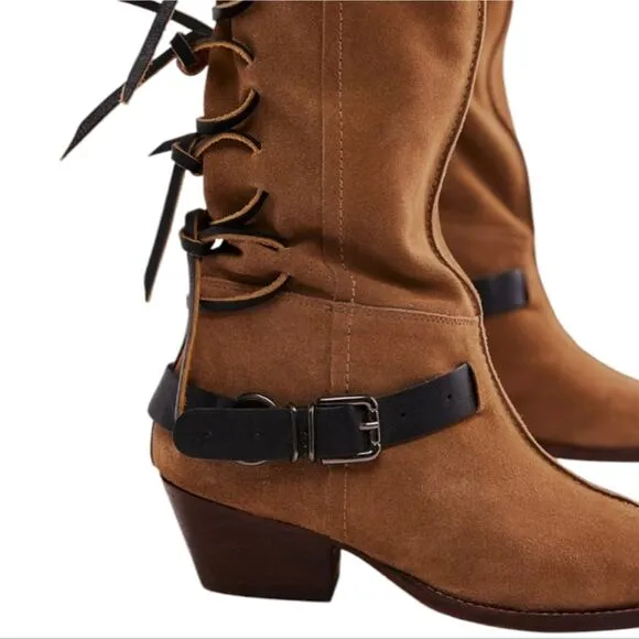 Free People Back Lace Shoes Sway Low Boot/ Military Taupe Swayed Size 7.5 9 New!