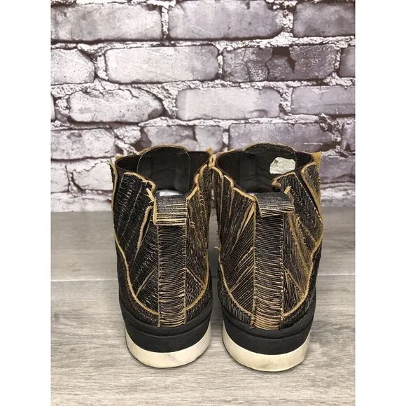 Free People Black Leather Distressed Chelsea Booties Boots Women’s 41EU/10.5M US