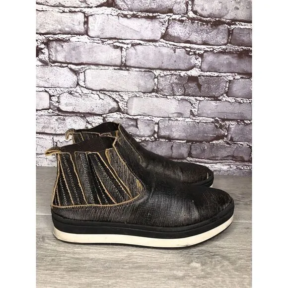 Free People Black Leather Distressed Chelsea Booties Boots Women’s 41EU/10.5M US