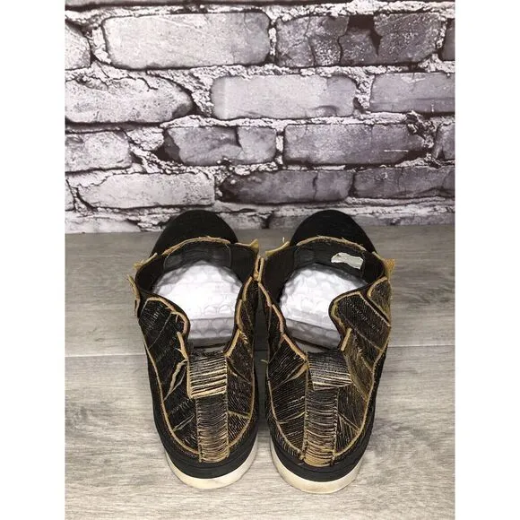 Free People Black Leather Distressed Chelsea Booties Boots Women’s 41EU/10.5M US