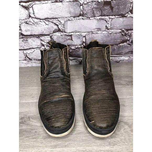 Free People Black Leather Distressed Chelsea Booties Boots Women’s 41EU/10.5M US