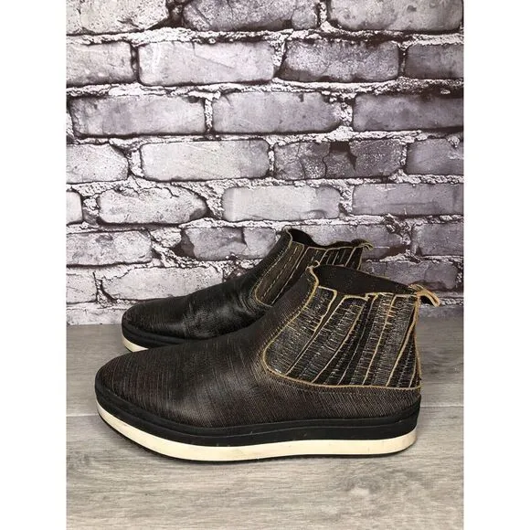 Free People Black Leather Distressed Chelsea Booties Boots Women’s 41EU/10.5M US