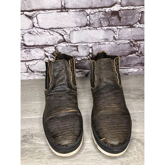 Free People Black Leather Distressed Chelsea Booties Boots Women’s 41EU/10.5M US