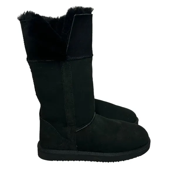 Genuine Sheepskin Black Winter Boots