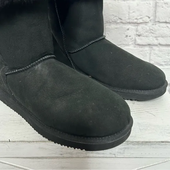 Genuine Sheepskin Black Winter Boots