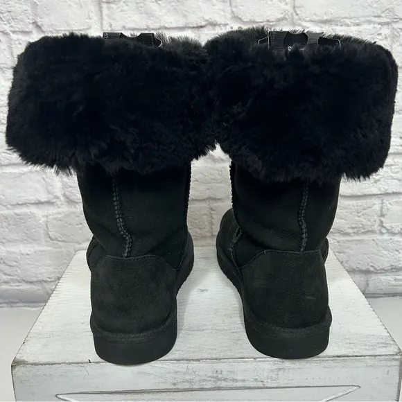 Genuine Sheepskin Black Winter Boots