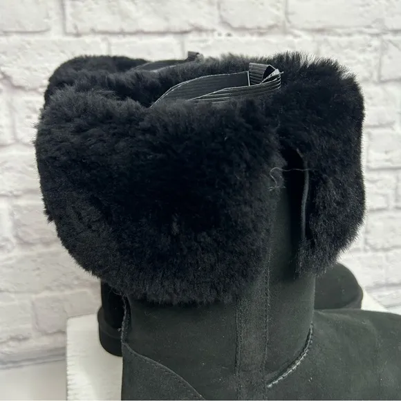 Genuine Sheepskin Black Winter Boots