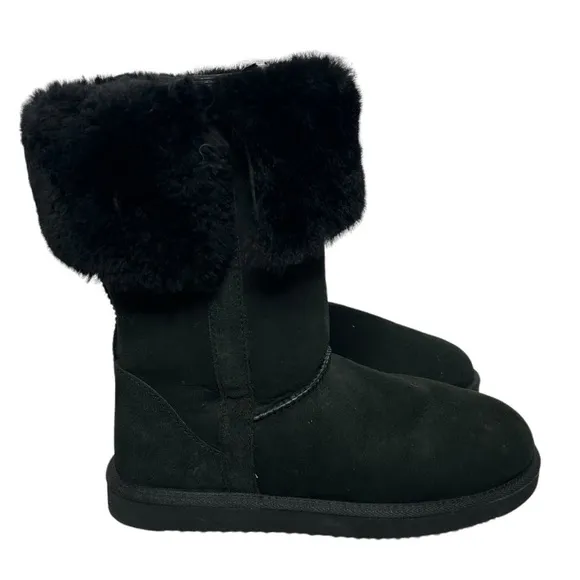 Genuine Sheepskin Black Winter Boots