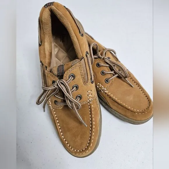 G.H. Bass And Co Earl 3 Boat Shoes Men’s 7M Leather Brown Cushion Insole EUC