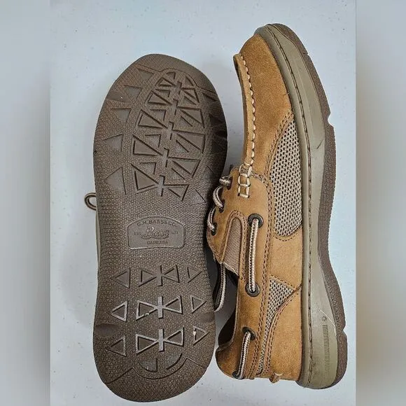 G.H. Bass And Co Earl 3 Boat Shoes Men’s 7M Leather Brown Cushion Insole EUC