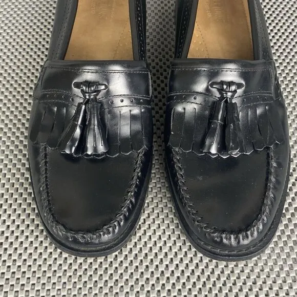 GH Bass Weejuns Jeremy Tassel Loafers Dress Shoes Mens 10 D Black Leather