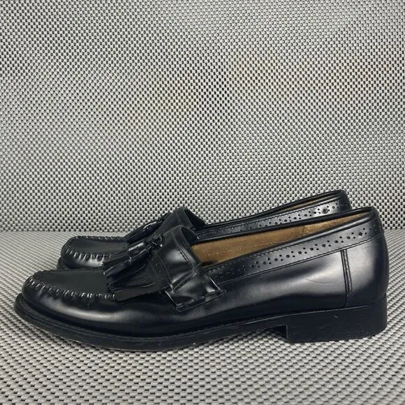 GH Bass Weejuns Jeremy Tassel Loafers Dress Shoes Mens 10 D Black Leather