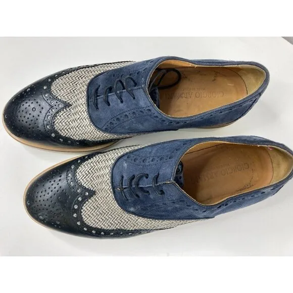 Giorgio ARMANI Blue &amp; Gray Oxford Shoes 7 1/2
