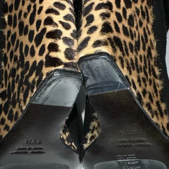 Giuseppe Zanotti Black Suede Animal Print Hide Cindy Wedge Heeled Boots Size 9.5