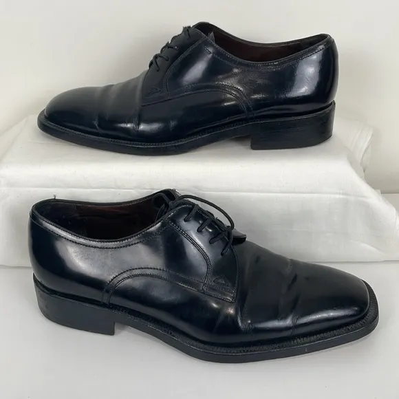 Gold Line Moreschi Men’s Dress Shoes 7.5 Leather Black Formal Square Toe