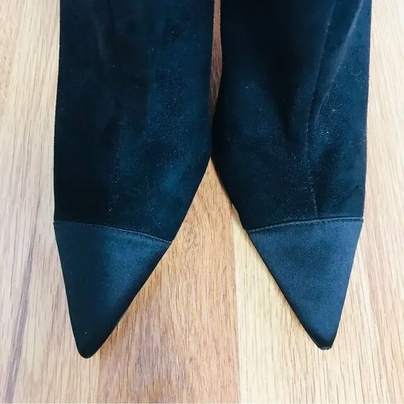 GOOD AMERICAN Black Stiletto Thigh High Slouch Boots Over The Knee Size 7.5 New