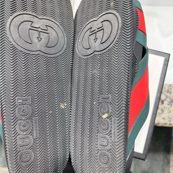 Gucci Red and Green Slide Sandals size 14