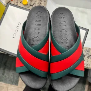 Gucci Red and Green Slide Sandals size 14