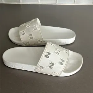 Gucci White Slide Sandals