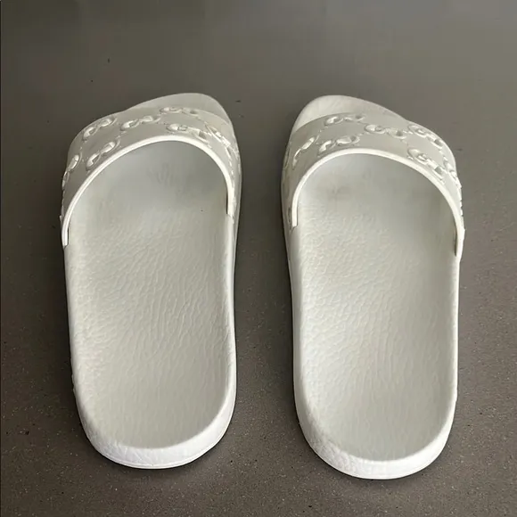 Gucci White Slide Sandals