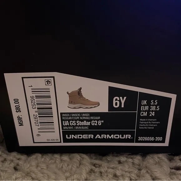 HIKING Under Armour Stellar G2 6&quot; Tactical Boots  Size 6Y Brown Outdoor Youth