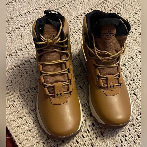 HIKING Under Armour Stellar G2 6&quot; Tactical Boots  Size 6Y Brown Outdoor Youth