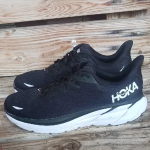 HOKA Clifton 8 Black and White Athletic Shoes