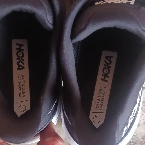 HOKA Clifton 8 Black and White Athletic Shoes