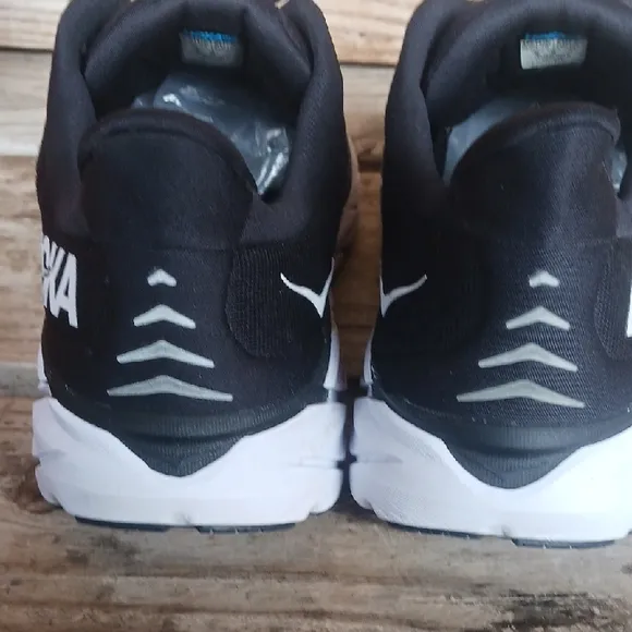 HOKA Clifton 8 Black and White Athletic Shoes